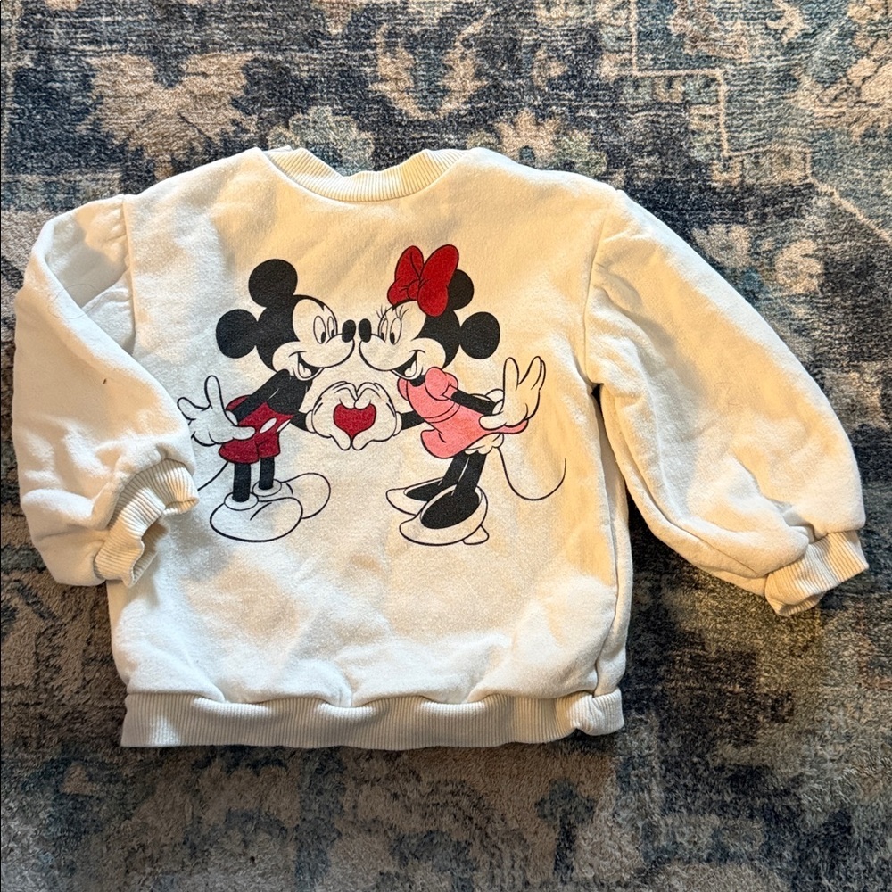 H&M Disney Minnie and Mickey Mouse Sweatshirt - Red and Black Accents. 18-24 mo
